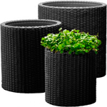 Комплект кашпо Keter CYLINDER PLANTERS темно-серый 17197934/ТЕМ.СЕРЫЙ