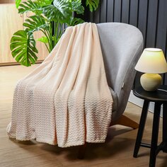 Плед евростандарт, 200х220 см, велсофт жаккард, 100% полиэстер, Cleo, Роял плюш, белый, 200/014-RP/CL