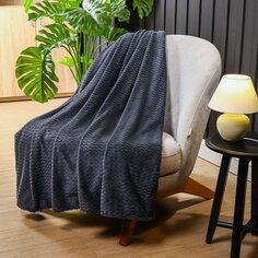 Плед евростандарт, 200х220 см, велсофт жаккард, 100% полиэстер, Cleo, Роял плюш, темно-серый, 200/008-RP/CL