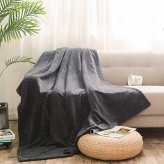 Плед 2-спальный, 180х200 см, велсофт жаккард, 100% полиэстер, Cleo, Роял плюш, темно-серый, 180/008-RP