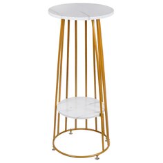 Подставка для цветов напольная, металл, 40х40х90 см, золото/белая, Y4-7081