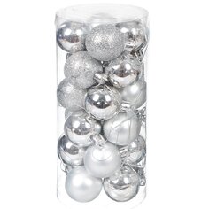 Елочный шар 24 шт, серебряный, 4 см, пластик, SYCB17-634-3/SYQD-0119148