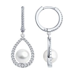 Серьги SOKOLOV из серебра с жемчугом и фианитами