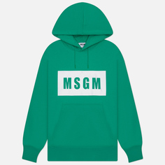 Мужская толстовка MSGM Box Logo Print Hoodie, цвет зелёный, размер L