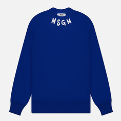 Мужская толстовка MSGM Collar Brush Stroke Logo, цвет синий