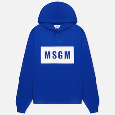 Мужская толстовка MSGM Box Logo Print Hoodie, цвет синий, размер M