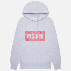 Мужская толстовка MSGM Box Logo Print Hoodie, цвет серый, размер XL