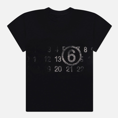 Женская футболка Maison Margiela MM6 Distressed Logo Print, цвет чёрный