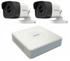 Комплект видеонаблюдения HiWatch X-com Hw Дачный 2+1 состав: 4рех канальный POE-видеорегистратор - 1шт; 2МП IP камеры с объективом 2,8мм - 2шт