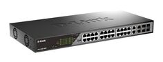 Коммутатор управляемый D-link DSS-200G-28MP/A1A 24x10/100/1000Base-T PoE (PoE-бюджет 370Вт, дальность до 250м), 4xCOMBO 100/1000Base-T/SFP, L2