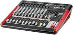 Микшер INTREND ITMIX-12FX аналоговый, 8 моно + 2 стерео канала, с фантомным питанием, Bluetooth, USB, возможность записи, встроенный процессор эффекто