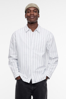 верхняя сорочка мужская Рубашка прямая хлопковая с принтом в полоску Befree