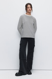 джемпер женский Лонгслив oversize хлопковый с принтом в полоску Befree