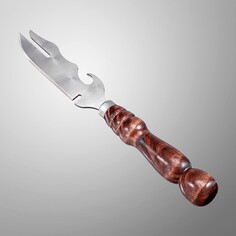 Нож-вилка с узором и деревянной ручкой Shafran