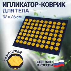 Ипликатор-коврик, основа спанбонд, 70 модулей, 32 × 26 см, цвет темно-синий/желтый Onlitop