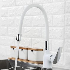 Смеситель для кухни, Frap, гибкий излив, с картриджем, белый, F4453-03