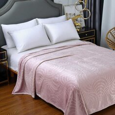 Плед 2-спальный, 180х200 см, велсофт жаккард, 100% полиэстер, CL Home Aura, светло-розовый, 180/006-AUR