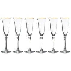 Набор бокалов для шампанского Lareine Gemma золото 150 мл 6 шт