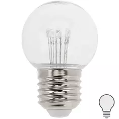 Лампа светодиодная E27 6 LED шар прозрачный нейтральный цвет белый Без бренда