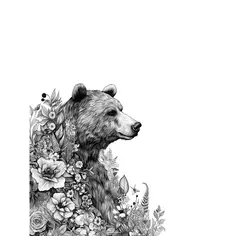 Постер Медведь в цветах 30x40 см Арт Дизайн