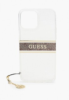Чехол для iPhone Guess 13 Pro Max, PC/TPU 4G Stripe Hard Tranparent +Gold charm