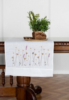 Скатерть-дорожка Bellehome Meadow romance с вышивкой 40х160 хлопок/лен