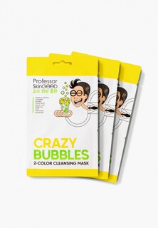 Набор масок для лица Professor SkinGood пузырьковых, Crazy bubbles 2-color cleansing mask, двухцветная, с AHA-кислотами, 3 шт.