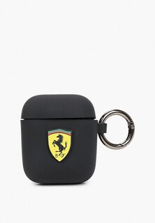Чехол для наушников Ferrari Airpods, Silicone case with ring Black