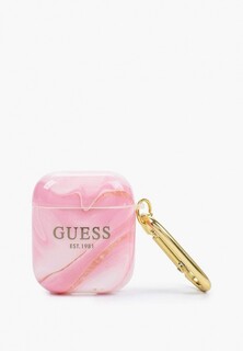 Чехол для наушников Guess Airpods 1/2, TPU with carabin New Marble design Pink