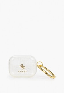 Чехол для наушников Guess Airpods, TPU with carabin Transparent Glitter 4G Tansp