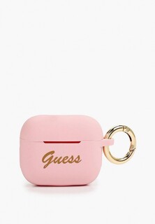 Чехол для наушников Guess Airpods 3, Silicone with ring Script logo Light pink