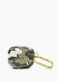 Чехол для наушников Guess Airpods 3, TPU with carabin Camouflage Green