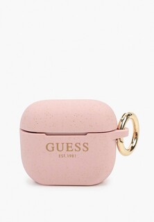 Чехол для наушников Guess Airpods 3, Silicone with ring Glitter/Light pink
