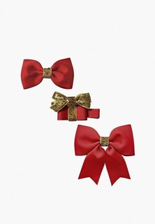 Заколки 3 шт. Milledeux Бантики и подарок, коллекция Classic Christmas, скарлет с золотистым