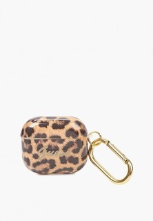 Чехол для наушников Guess Airpods 3, TPU with carabin Leopard Gold