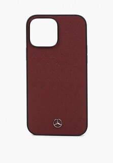 Чехол для iPhone Mercedes-Benz 13 Pro Max, Genuine leather Stars Red