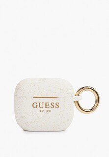 Чехол для наушников Guess Airpods 3, Silicone with ring Glitter/White