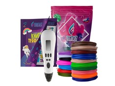 3D ручка Funtasy Pro + PLA-пластик 17 цветов + книжка с трафаретами 3-1-FPN07W-PLA-17-SB