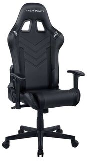Кресло игровое DxRacer OH/P132/N эко-кожа, черное, наклон спинки до 135 градусов, регулировка подлокотников 2 положения, механизм качания