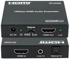 Эмбеддер Infobit iTrans AE01 HDMI 4K60 HDCP 2.2, RCA и оптический вход