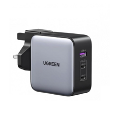 Зарядное устройство сетевое UGREEN CD296 90409 USB-A/2*USB-C GaN, 65W со сменными вилками, серый космос