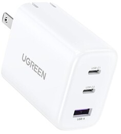 Зарядное устройство сетевое UGREEN CD275 90496 65W, 2*USB Type-C, USB Type-А, белое