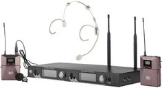 Радиосистема ITC T-521UW UHF двухканальная радиосистема с головным и петличным микрофонами. LCD дисплей. True Diversity. Частотный диапазон 470-510 MH