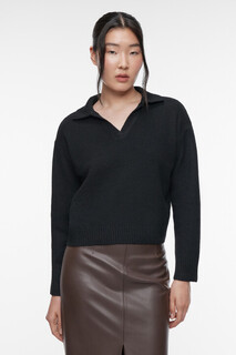 джемпер женский Джемпер вязаный ажурный с воротником-поло Befree