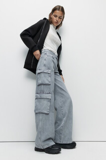брюки джинсовые женские Джинсы карго широкие с накладными карманами Befree