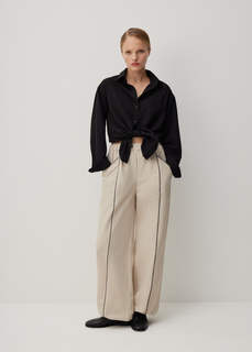 Брюки парашюты с кантом NICEONE [Бежевый, L]