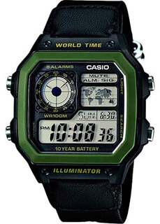 Японские наручные мужские часы Casio AE-1200WHB-1B. Коллекция Digital