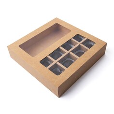 Коробка складная под 8 конфет + шоколад, крафт, 17,7 х 17,8 х 3,8 см Upak Land