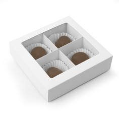 Коробка складная под 4 конфеты, белая, 12.6 х 12.6 х 3.5 см Upak Land