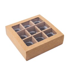 Коробка складная под 9 конфет, крафт, 13,8 х 13,8 х 3,8 см Upak Land